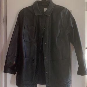 Black faux leather Shacket